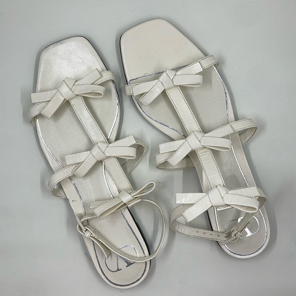 Valentino Garavani - French Bows Leather Gladiator Sandals - White - Sz 39
